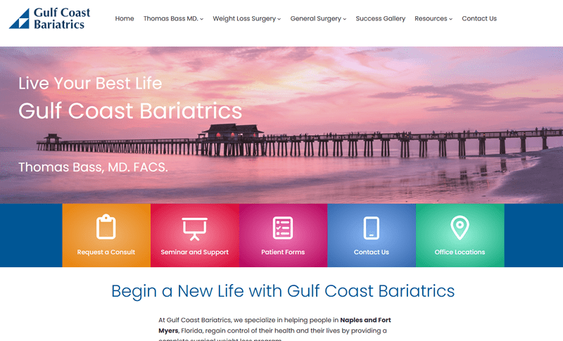 Recent medical marketing website projects - gulfcoastbariatrics.com