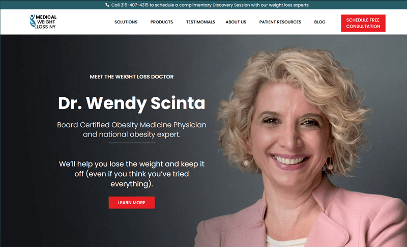Example medical marketing website - weightlosscny.com
